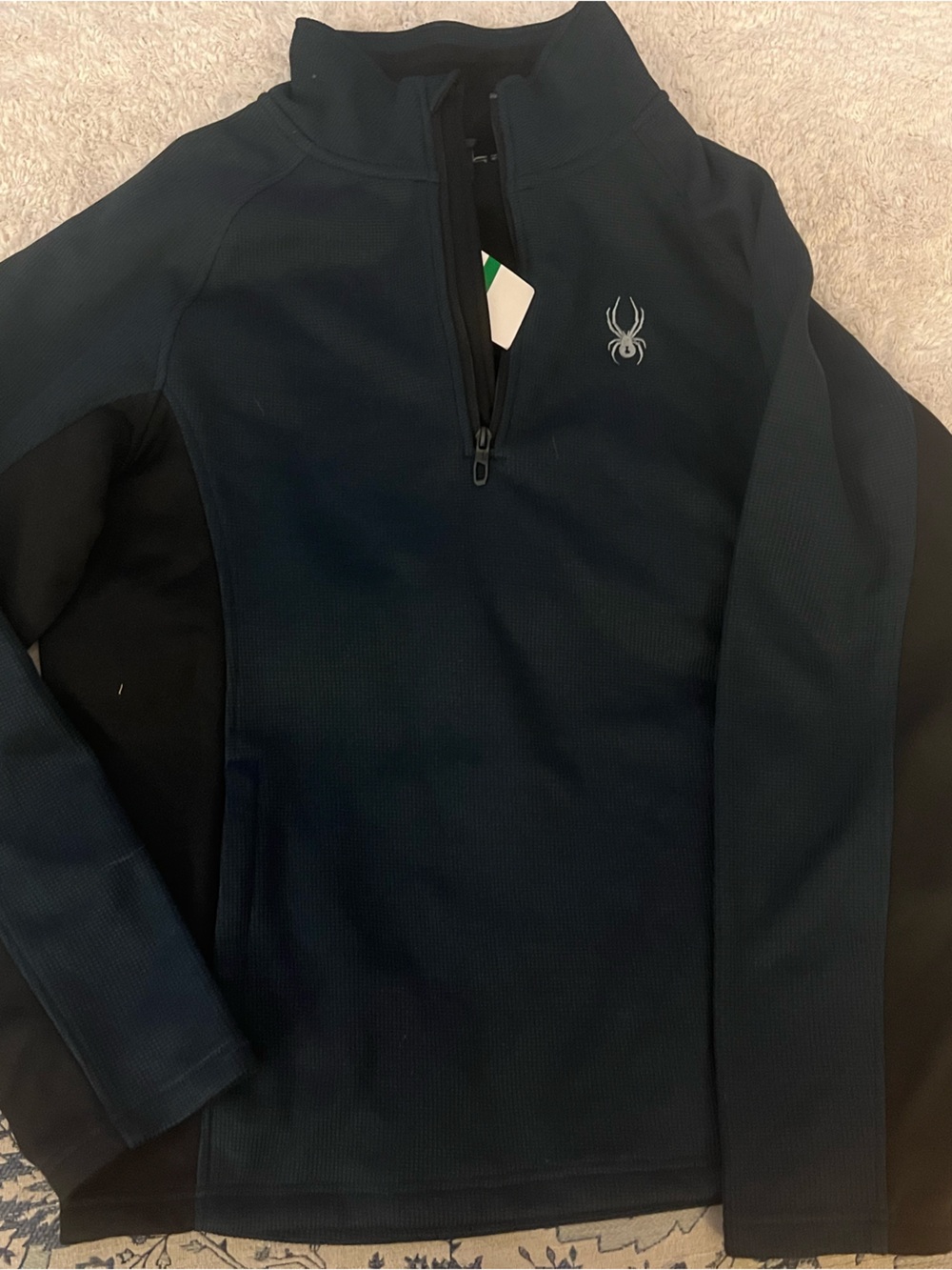 NWT Spyder quarter-zip black thermal pullover Size Large